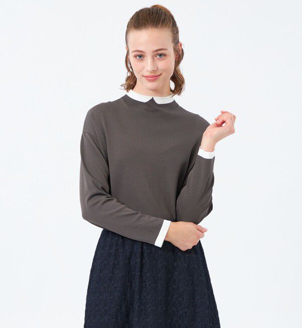 MACKINTOSH PHILOSOPHY「【25年秋冬モデル】Cleric Collar Knit ワイドフィット」|ニット・セーター|グレー