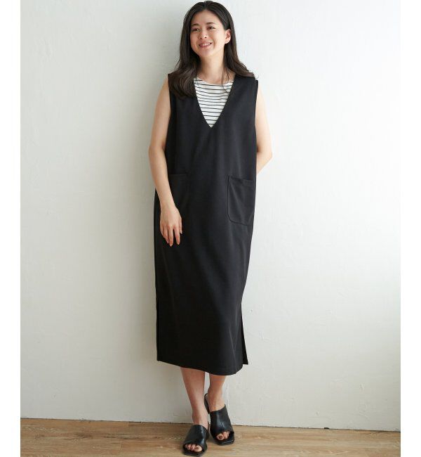 ikka「【2点セット】ジャンスカメローインナーアンサンブル」|ワンピース|ブラック