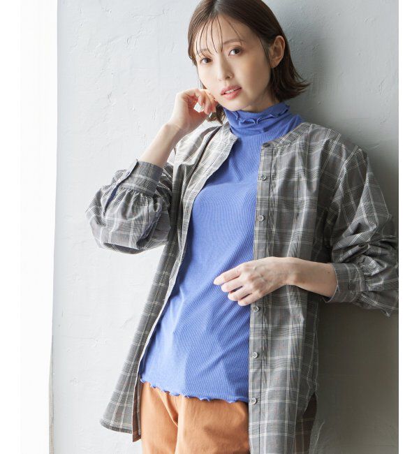 ikka「ハイネックテレコ長袖Tシャツ」|Tシャツ・カットソー|