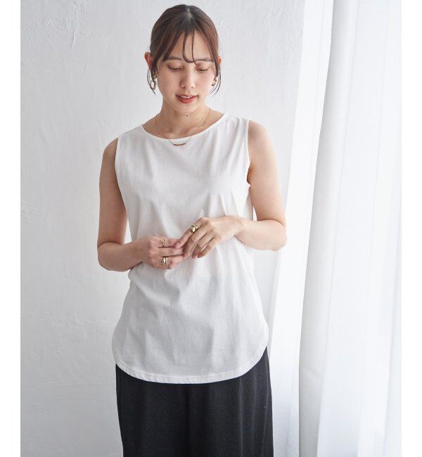 ikka「【雑誌InRed5月号掲載】コットンUSA裾ラウンドノースリプルオーバー」|タンクトップ|