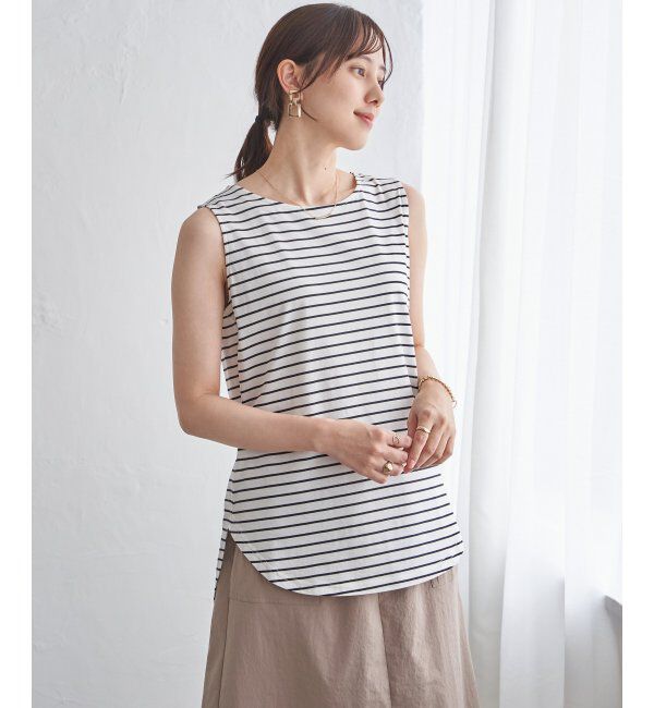 ikka「【雑誌InRed5月号掲載】コットンUSA裾ラウンドノースリプルオーバー」|タンクトップ|ソノタA