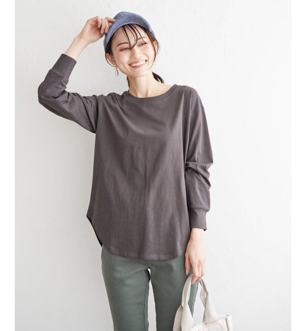 ikka「コットンUSA裾ラウンドロンT」|Tシャツ・カットソー|