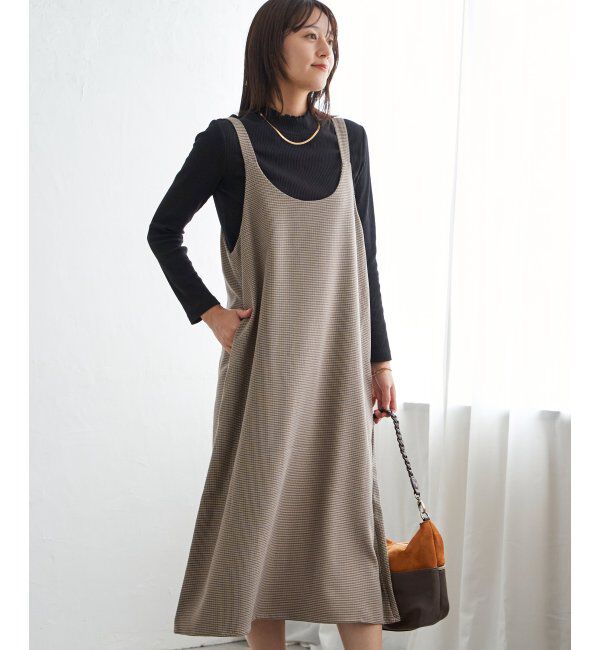 ikka「前後2WAYバックル付きジャンパースカート」|ワンピース|ブラウン