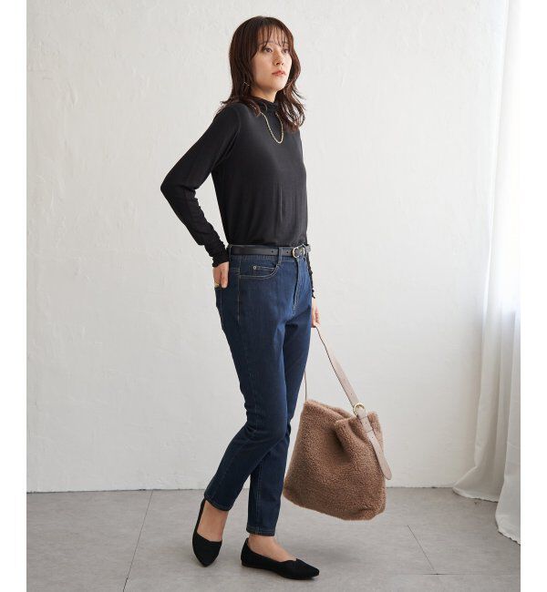 ikka「ハイネックテレコ長袖プルオーバー」|Tシャツ・カットソー|