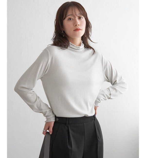 ikka「ハイネックテレコ長袖プルオーバー」|Tシャツ・カットソー|