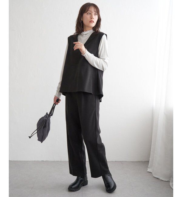 ikka「ハイネックテレコ長袖プルオーバー」|Tシャツ・カットソー|