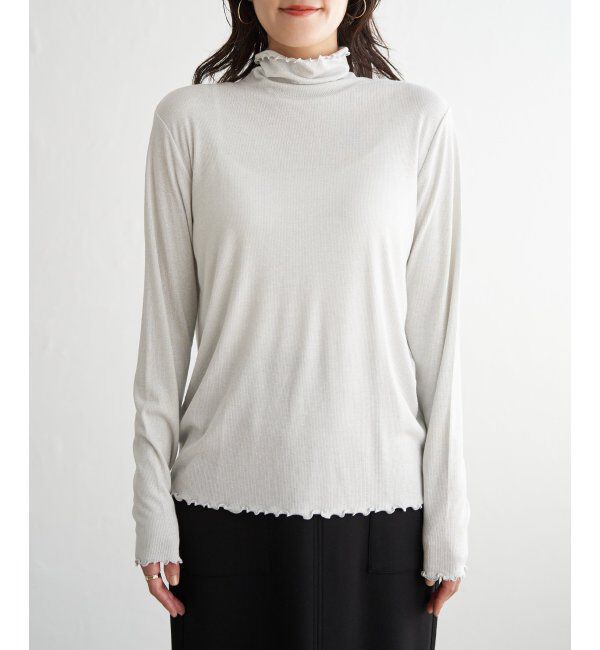 ikka「ハイネックテレコ長袖プルオーバー」|Tシャツ・カットソー|