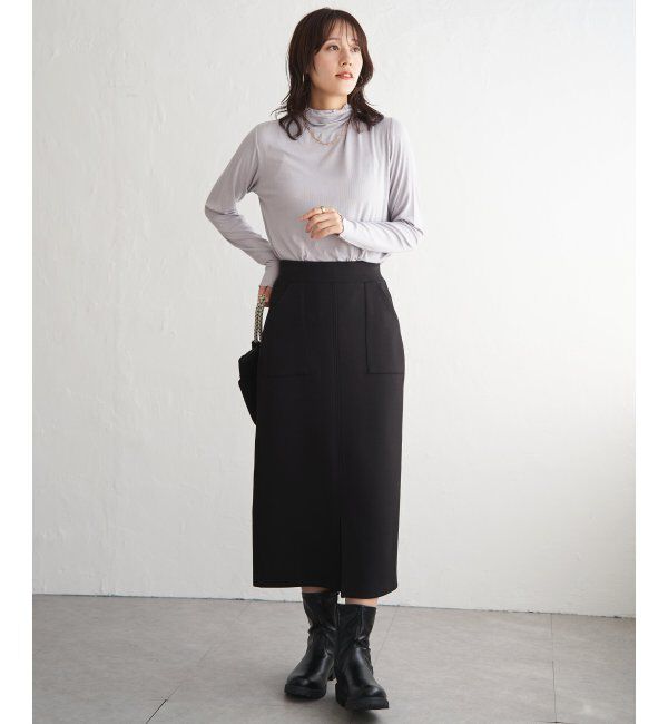 ikka「ハイネックテレコ長袖プルオーバー」|Tシャツ・カットソー|