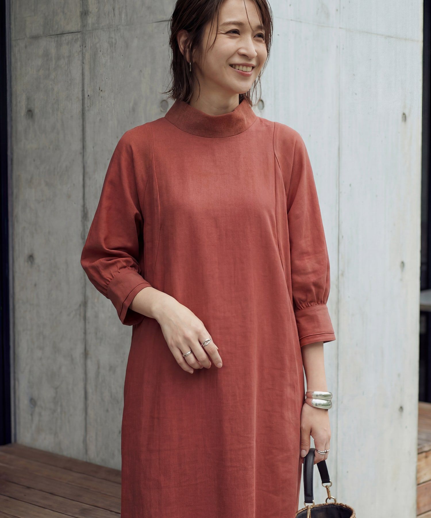 STYLE DELI「綾織りハイネックワンピース」|ワンピース|