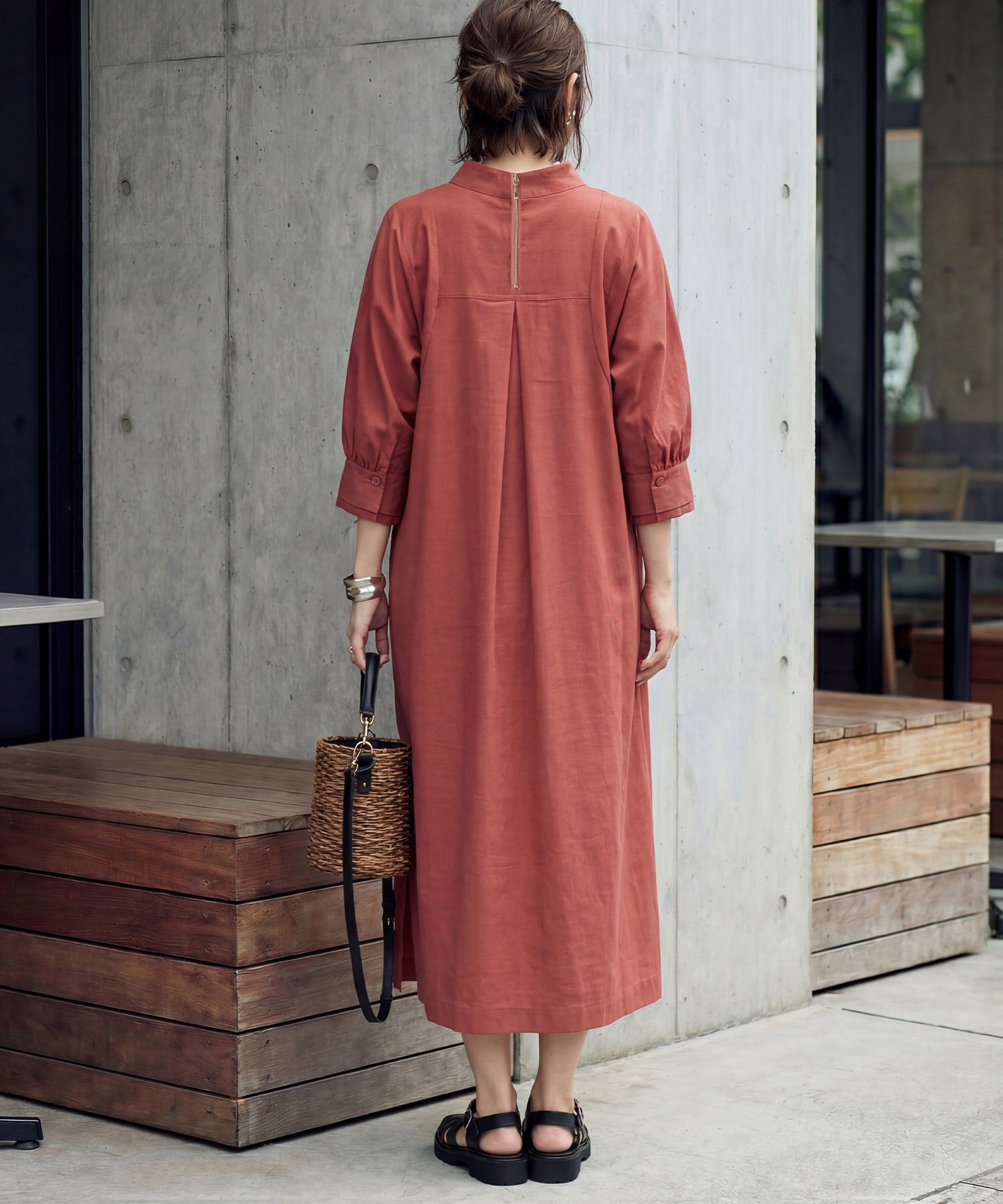 STYLE DELI「綾織りハイネックワンピース」|ワンピース|