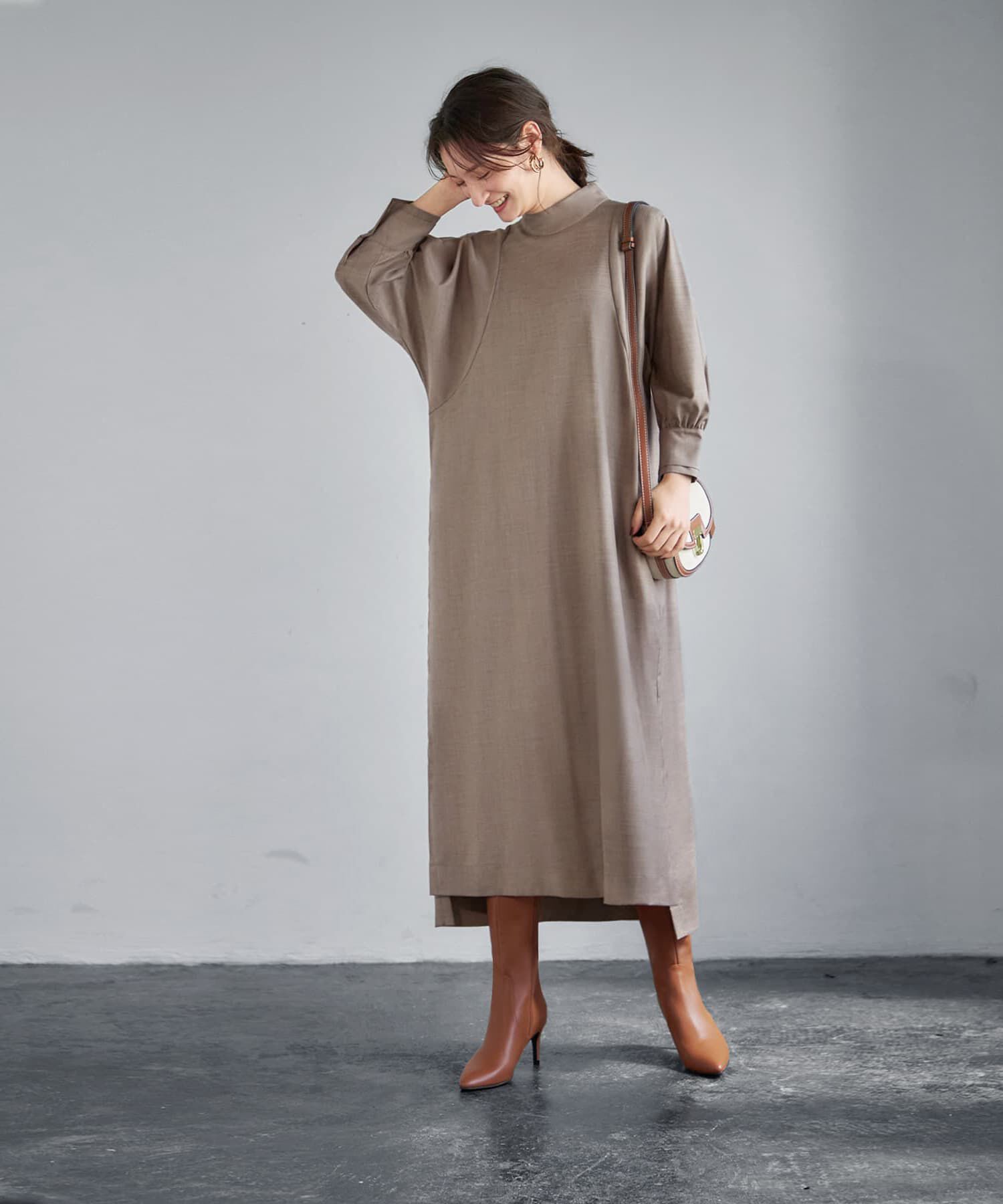 STYLE DELI「綾織りハイネックワンピース」|ワンピース|