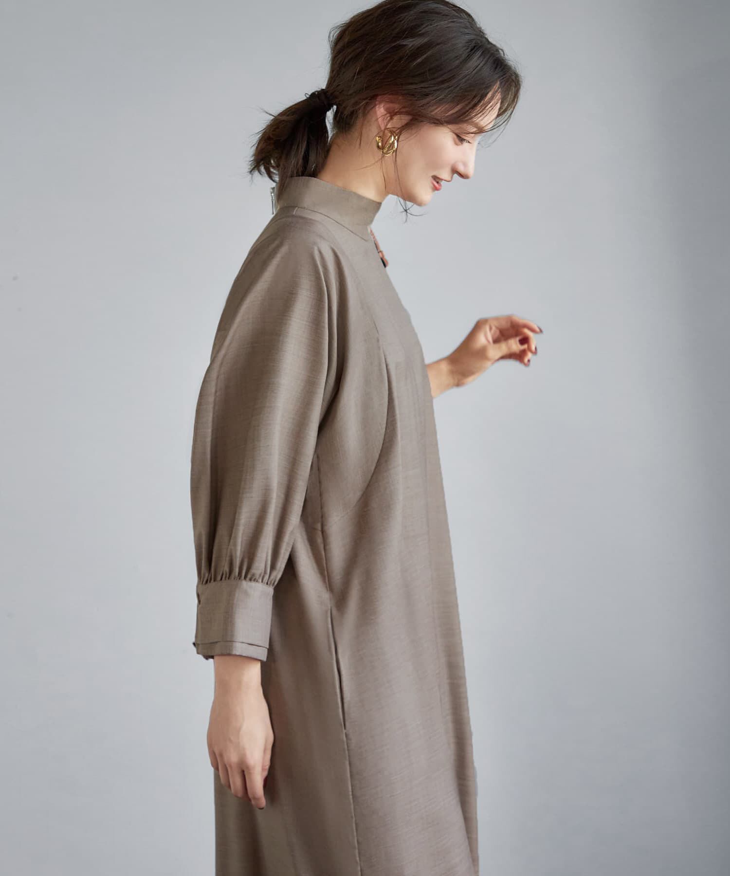 STYLE DELI「綾織りハイネックワンピース」|ワンピース|