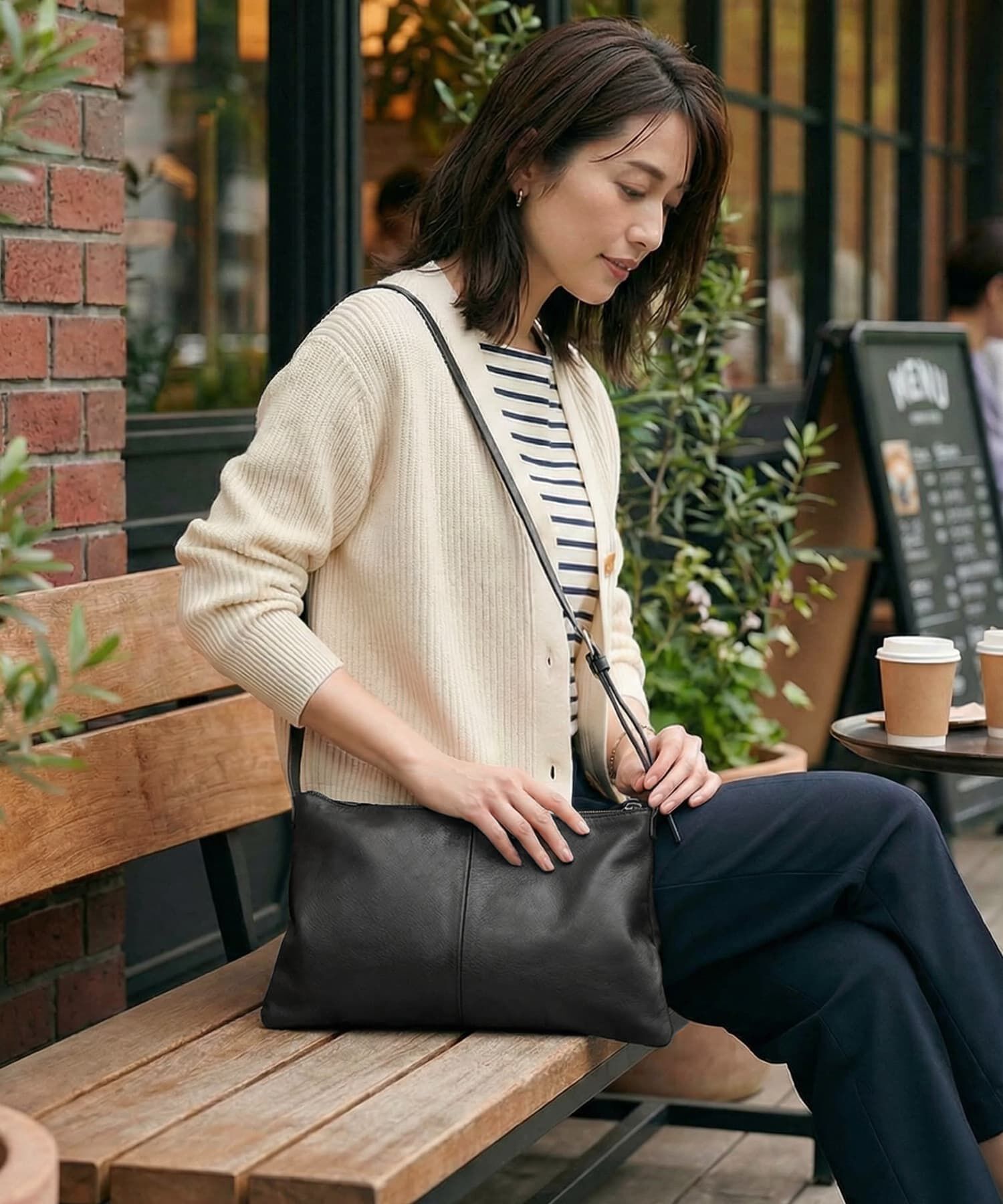 STYLE DELI「【DELI by】ソフトドレープ・リアルレザースリムショルダーバッグ」|ショルダー・メッセンジャー|