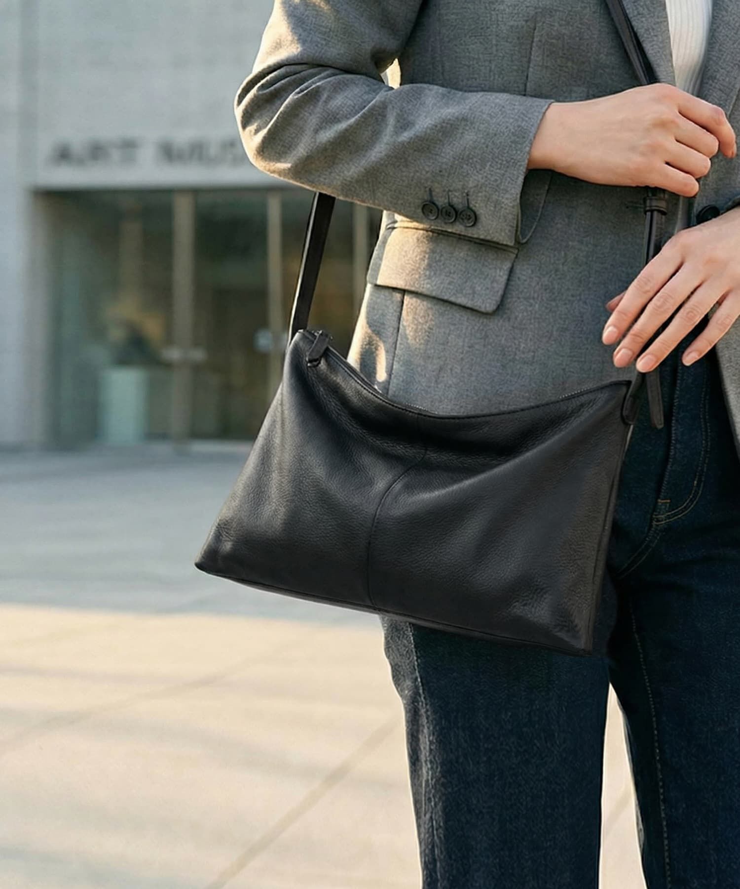 STYLE DELI「【DELI by】ソフトドレープ・リアルレザースリムショルダーバッグ」|ショルダー・メッセンジャー|