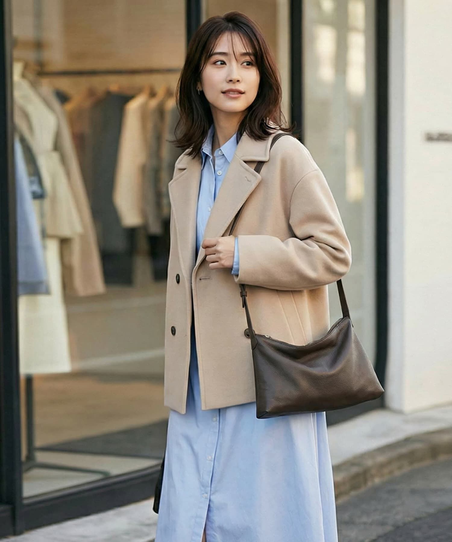 STYLE DELI「【DELI by】ソフトドレープ・リアルレザースリムショルダーバッグ」|ショルダー・メッセンジャー|