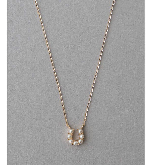 ete「[レイヤード] K10YG パール ホースシュー ネックレス」|ネックレス|イエローゴールド