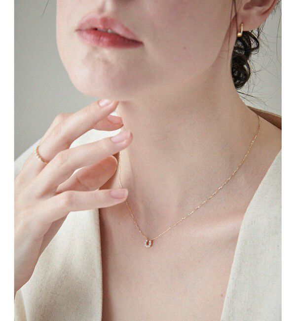 ete「[レイヤード] K10YG パール ホースシュー ネックレス」|ネックレス|