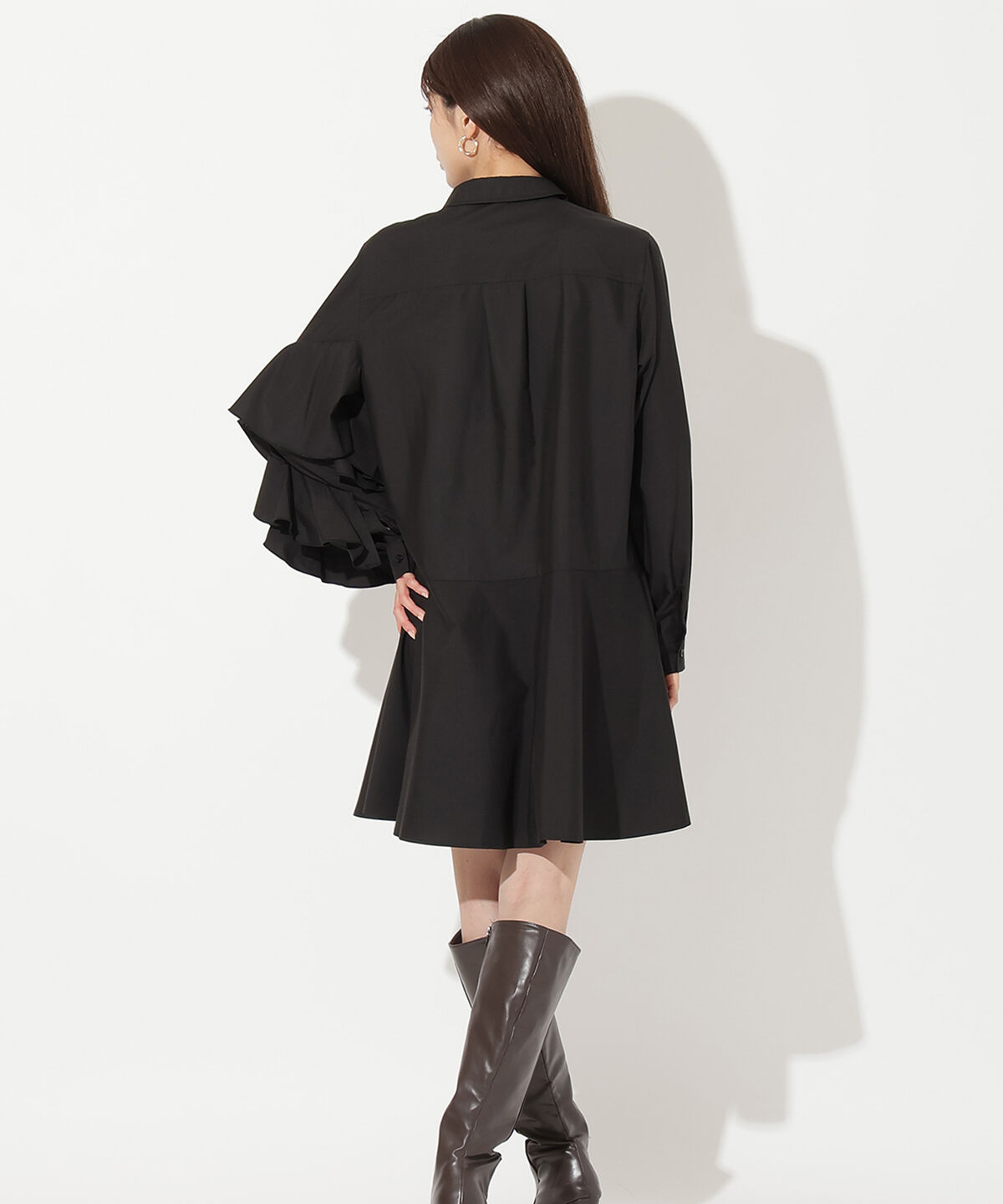 アンドクチュール「アシメフリルスリーブミニワンピース」|ワンピース|