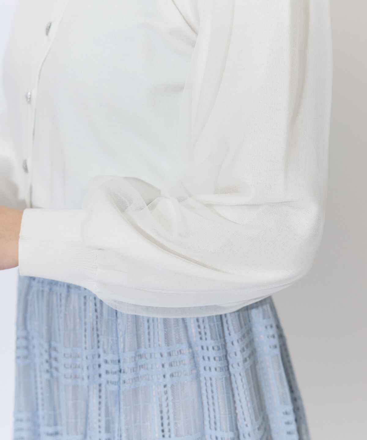 アンドクチュール「シアースリーブビジューカーディガン」|カーディガン|