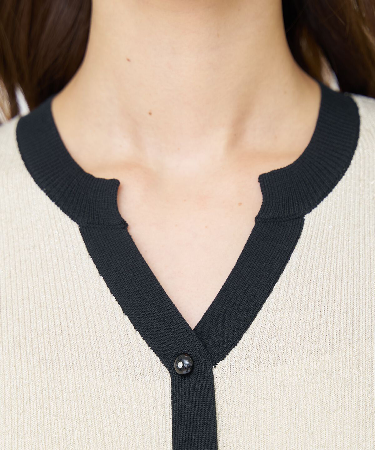 アンドクチュール「ラメ入り配色ドッキングワンピース」|ワンピース|