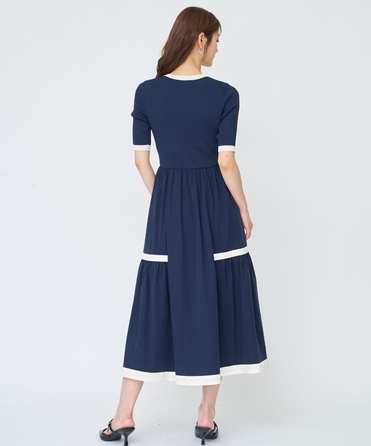 アンドクチュール「ラメ入り配色ドッキングワンピース」|ワンピース|