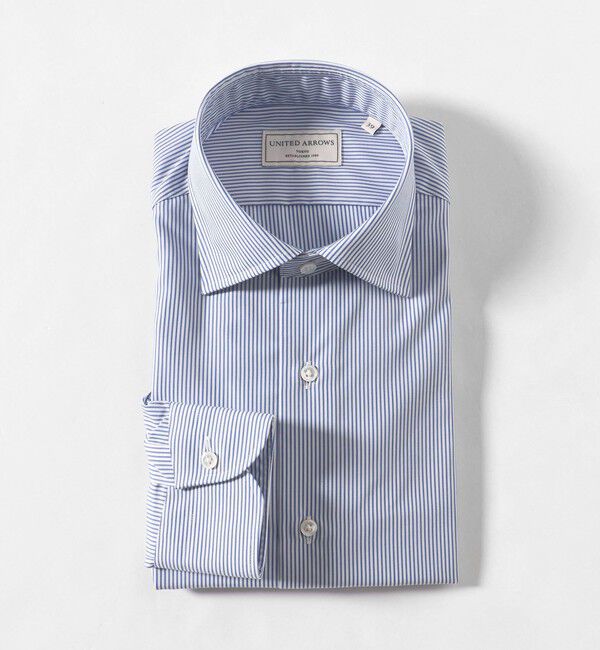 UNITED ARROWS「イージーケア AG キャンディストライプ セミワイドカラーシャツ -抗菌防臭-」|シャツ・ブラウス|LT.BLUE