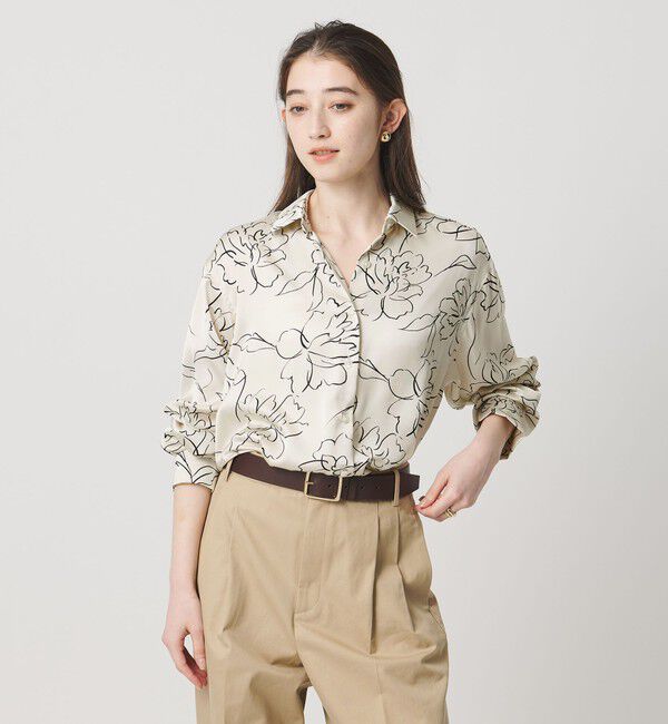 UNITED ARROWS「アブストラクトフラワー シャツ ‐ウォッシャブル‐」|シャツ・ブラウス|OFF WHITE