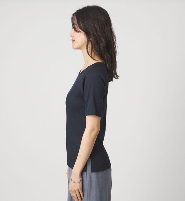 UNITED ARROWS green label relaxing「ブライトリブ ボートネック 5分袖 プルオーバー カットソー」|Tシャツ・カットソー|