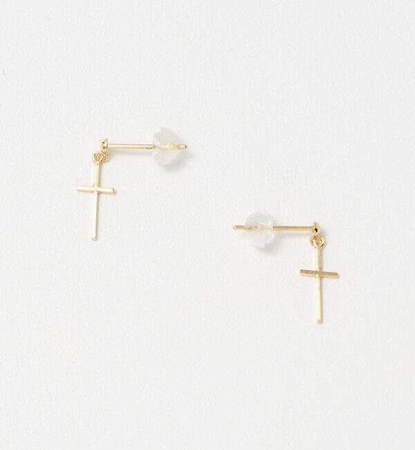 BEAUTY&YOUTH UNITED ARROWS「K10 クロス ピアス」|ピアス|GOLD
