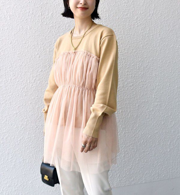 SHIPS for women「* 〈手洗い可能〉チュール ドッキング ニット ◇」|ニット・セーター|イエロー系