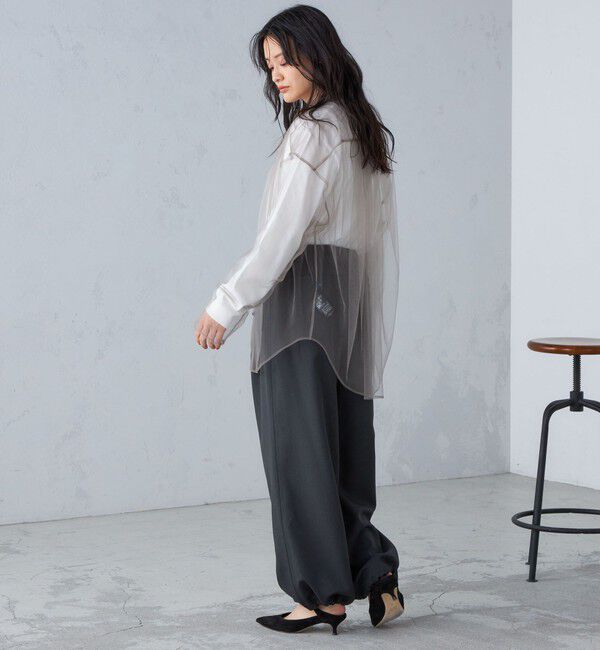 SHIPS for women「〈手洗い可能〉メランジ ツイル ギャザー カーゴパンツ ◇」|カーゴ|