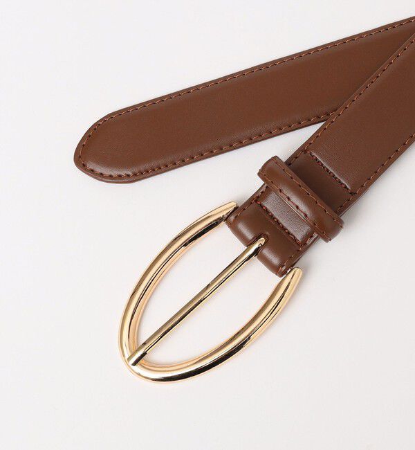 quaranciel「quaranciel: オーバル バックル ステッチ レザー ベルト」|ベルト|