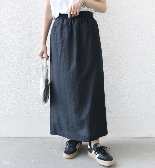 SHIPS for women「〈手洗い可能〉シアー シャイニー ウエスト ゴム ギャザー スカート」|スカート|