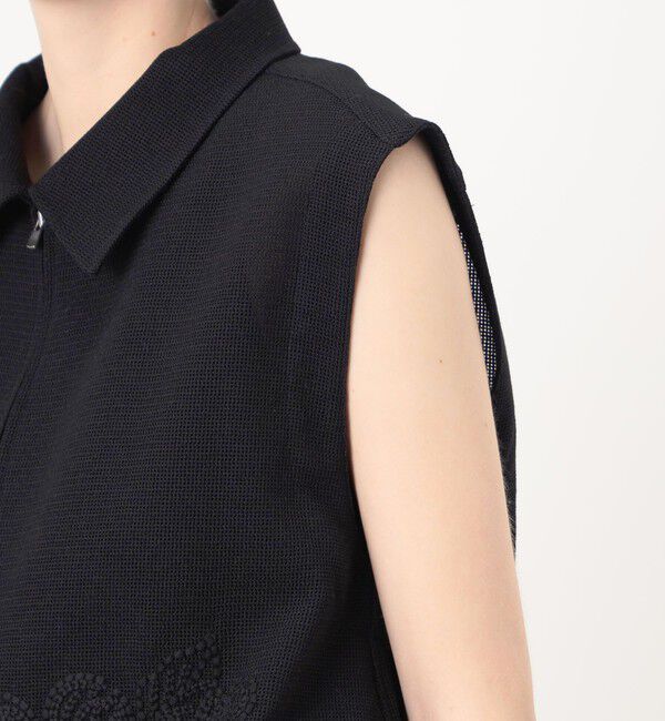 Ballsey「フラワーメッシュエンブロイダリー ジップアップジレ」|ベスト・ジレ|