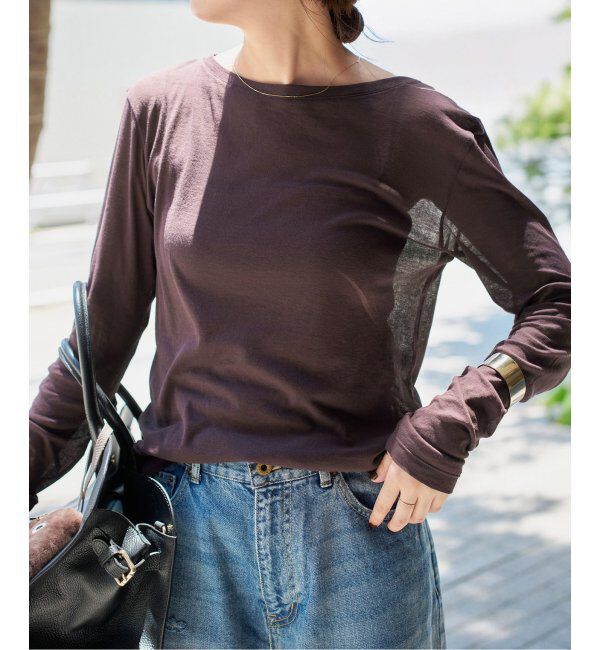 Spick and Span「《追加》シアーボートネックプルオーバー」|Tシャツ・カットソー|ブラウン