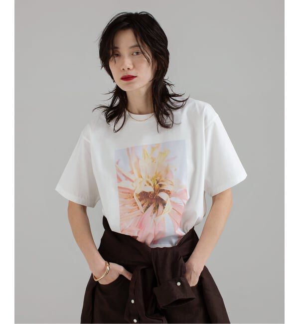 NOBLE「フラワーフォトプリントT」|Tシャツ・カットソー|ホワイト B