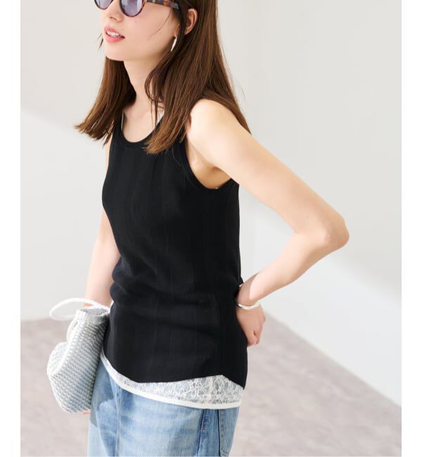 FRAMeWORK「≪予約≫18Gランダムリブニットタンク」|タンクトップ|ブラック