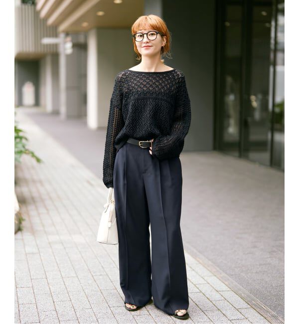 Spick and Span「《WEB限定 / 追加予約》透かし編みボートネックニット」|ニット・セーター|