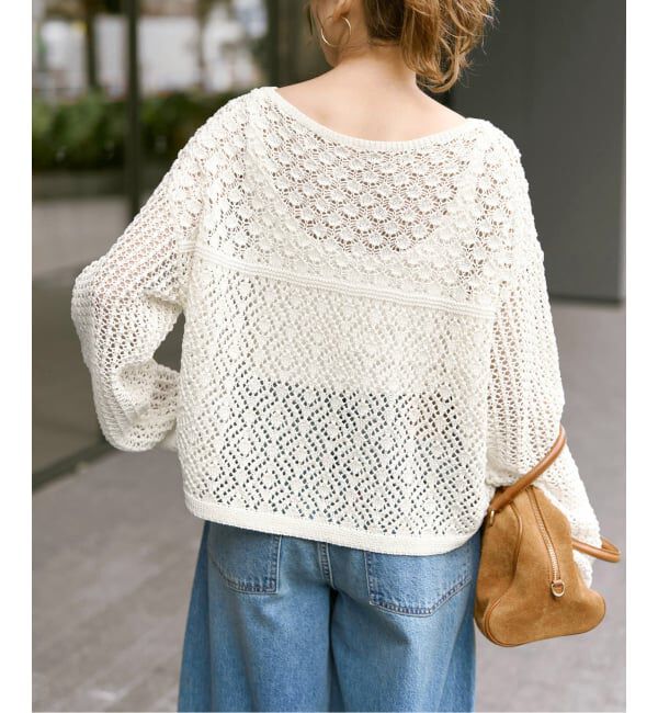 Spick and Span「《WEB限定 / 追加予約》透かし編みボートネックニット」|ニット・セーター|