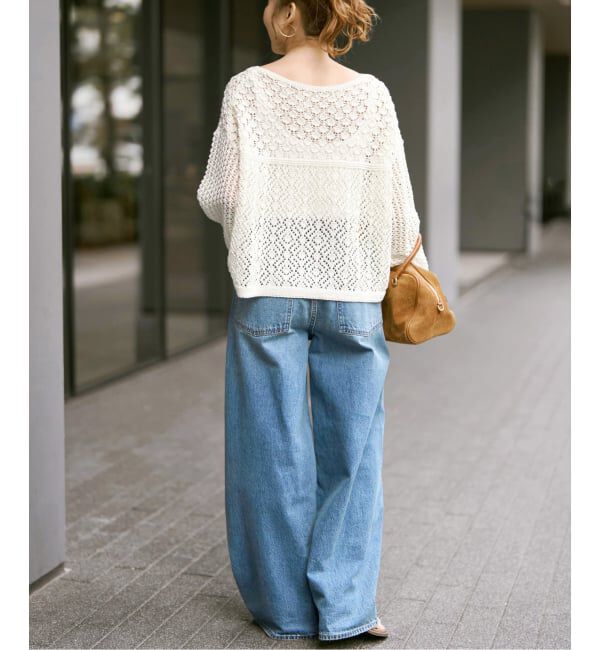 Spick and Span「《WEB限定 / 追加予約》透かし編みボートネックニット」|ニット・セーター|