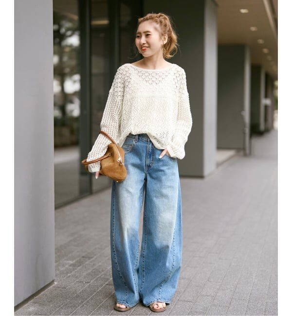 Spick and Span「《WEB限定 / 追加予約》透かし編みボートネックニット」|ニット・セーター|