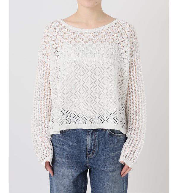 Spick and Span「《WEB限定 / 追加予約》透かし編みボートネックニット」|ニット・セーター|