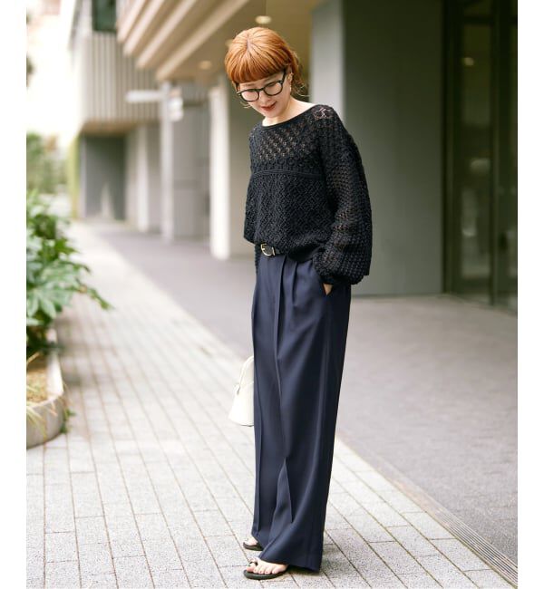 Spick and Span「《WEB限定 / 追加予約》透かし編みボートネックニット」|ニット・セーター|