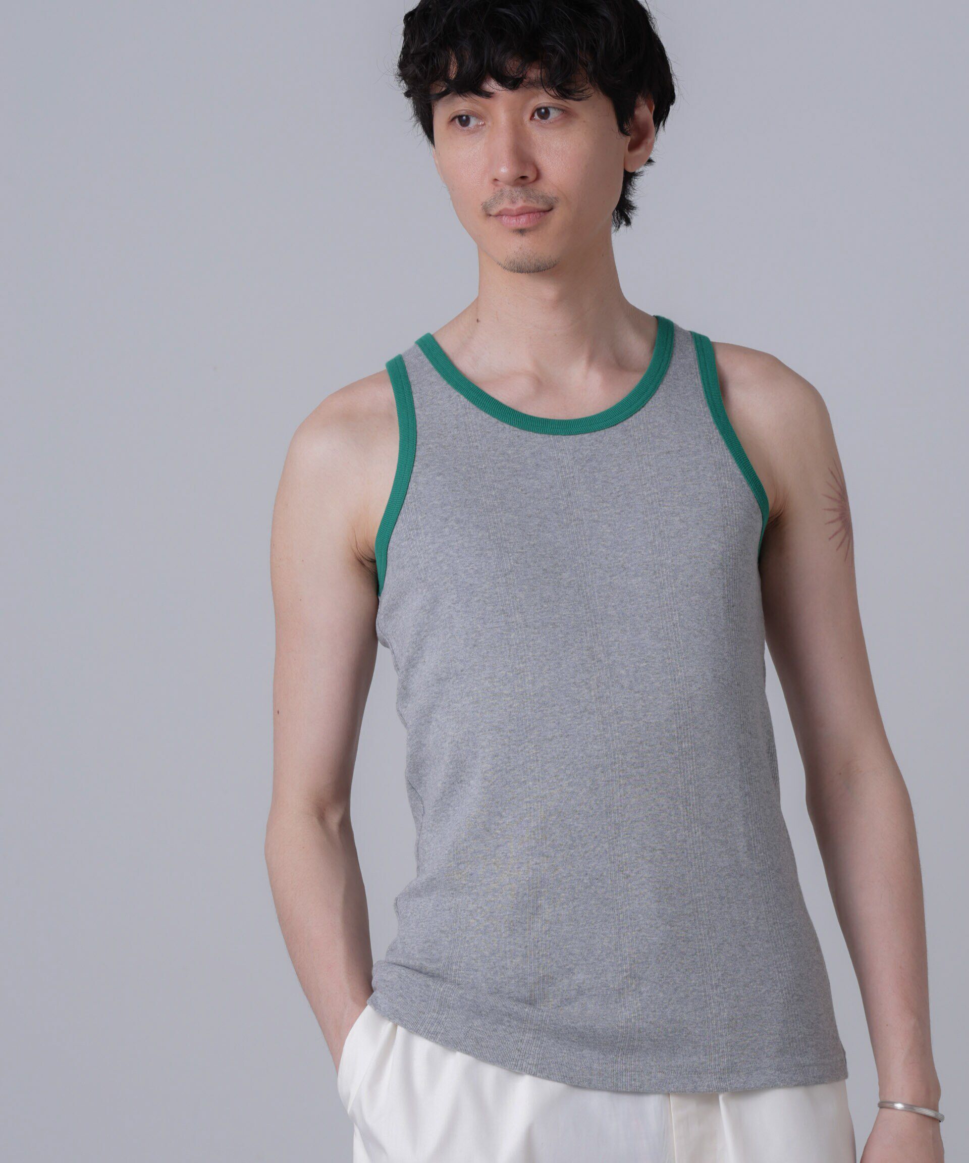 nano･universe「「NJ/CLUB」PARKSTOCK MILLER別注 パネルリブタンクトップ」|Tシャツ・カットソー|グレー