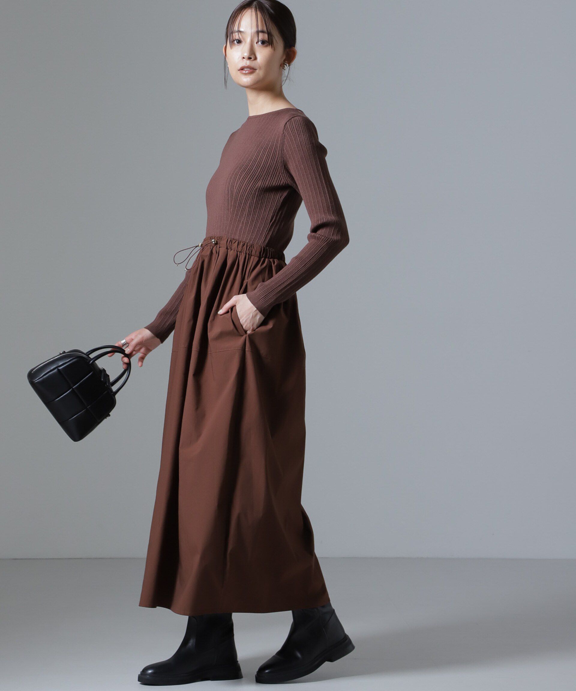 nano･universe「リブニット&times;タフタドッキングワンピース」|ワンピース|