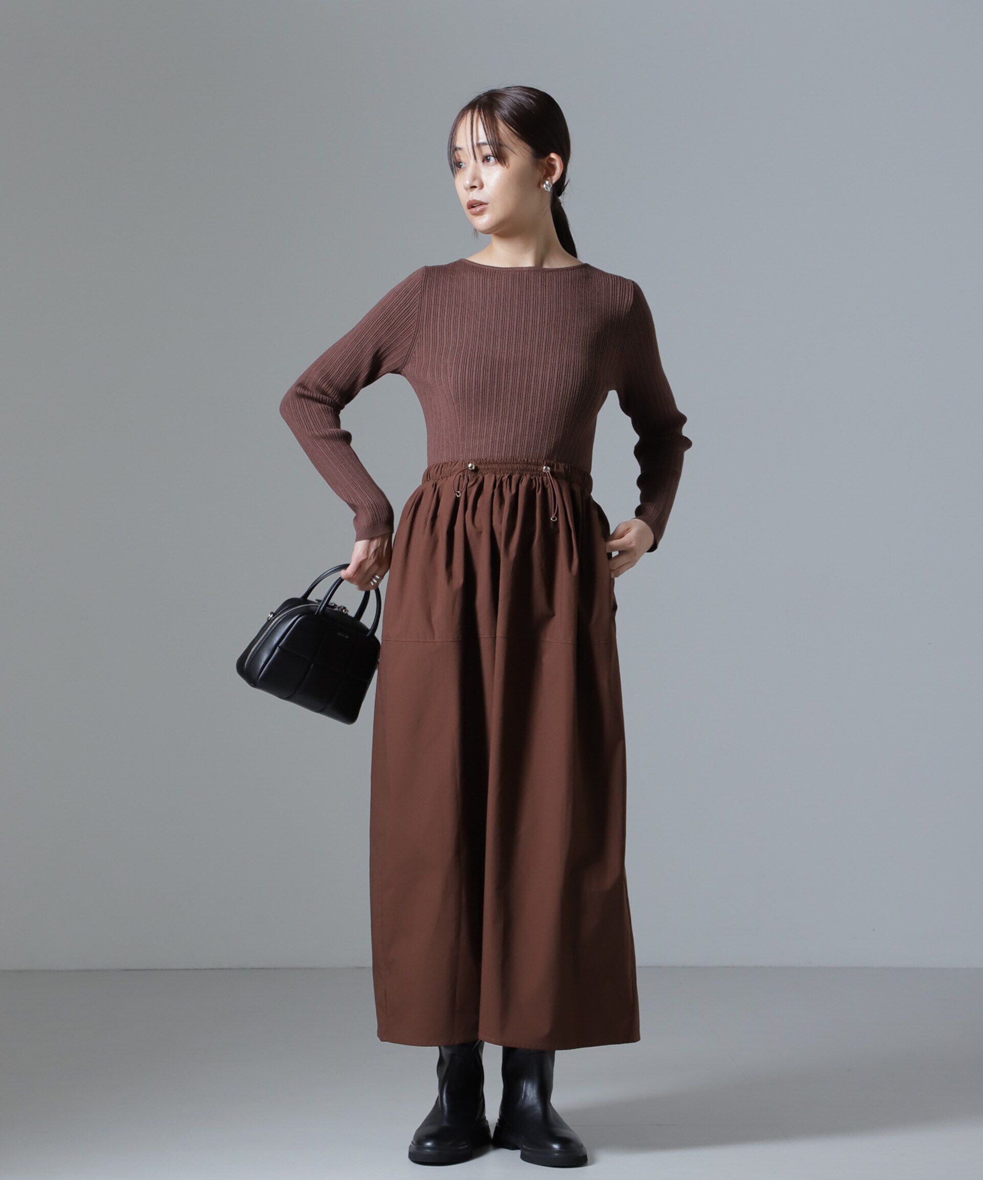 nano･universe「リブニット&times;タフタドッキングワンピース」|ワンピース|