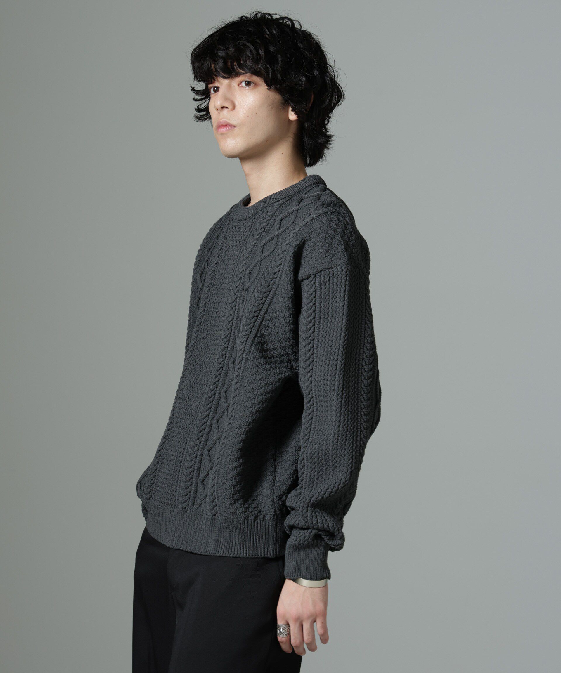 nano･universe「スポンディッシュケーブルニット」|ニット・セーター|