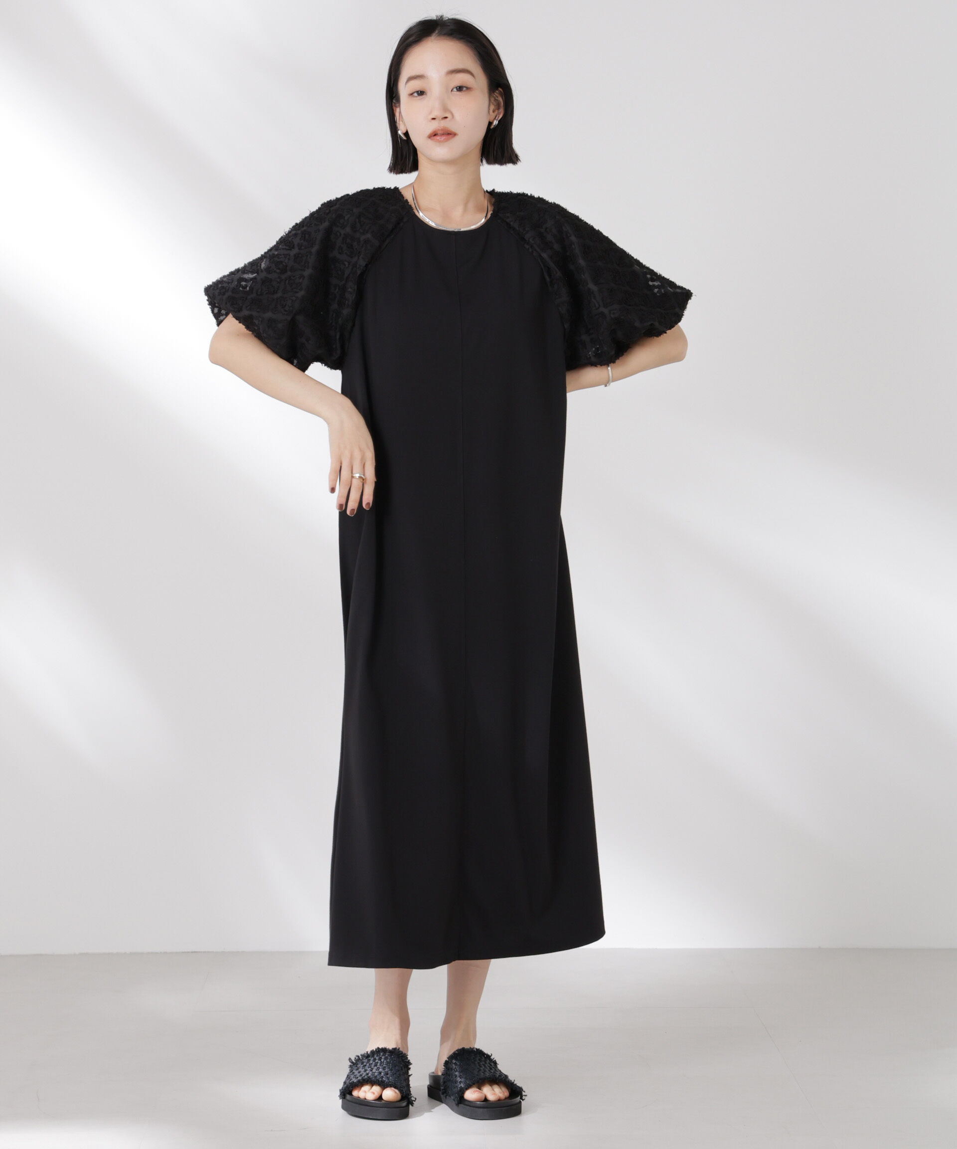 nano･universe「バルーンスリーブコンビカットワンピース」|ワンピース|