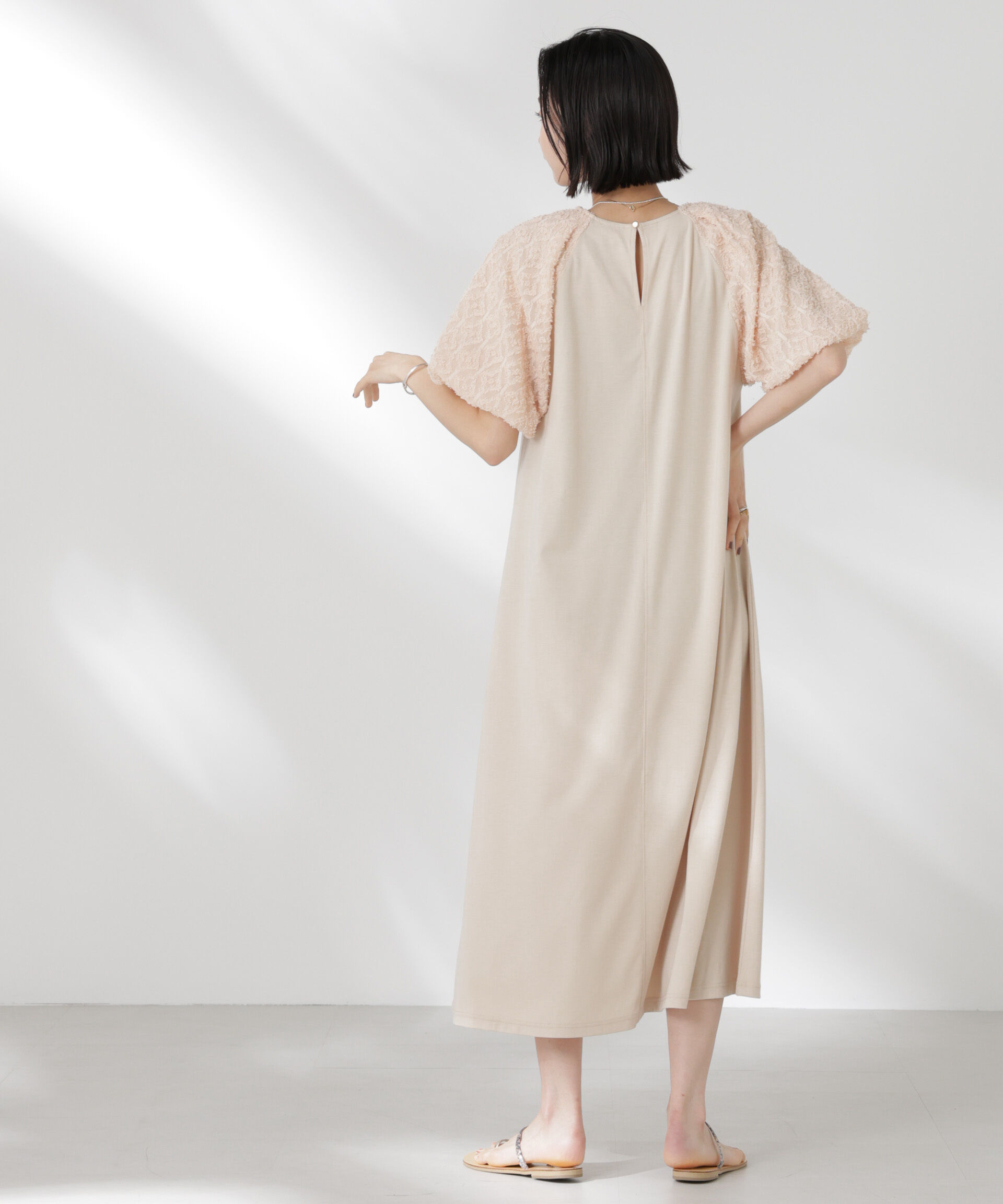 nano･universe「バルーンスリーブコンビカットワンピース」|ワンピース|