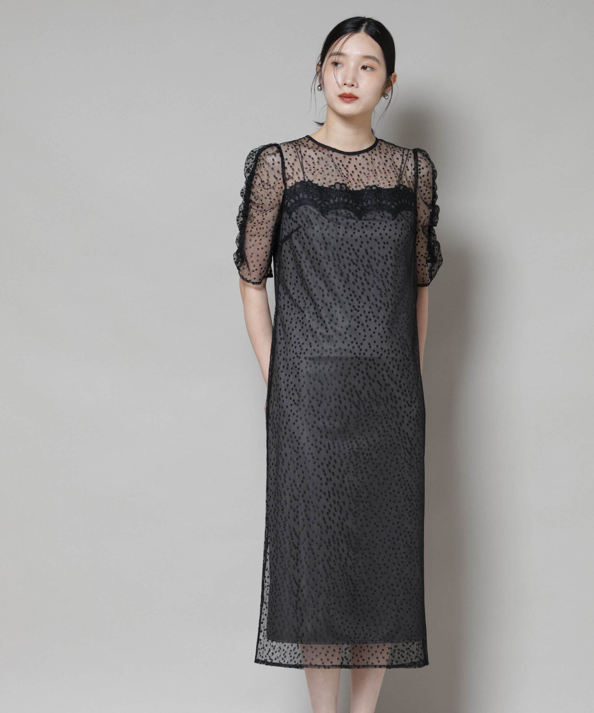 nano･universe「troisiemechaco/ドットチュールジャガードワンピース」|ワンピース|